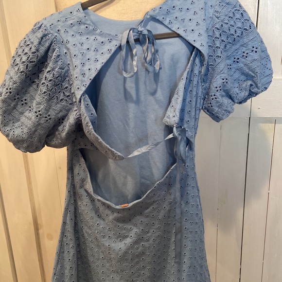 NWOT Free People Blue Apricot Rose Eyelet Dress - Picture 3 of 4